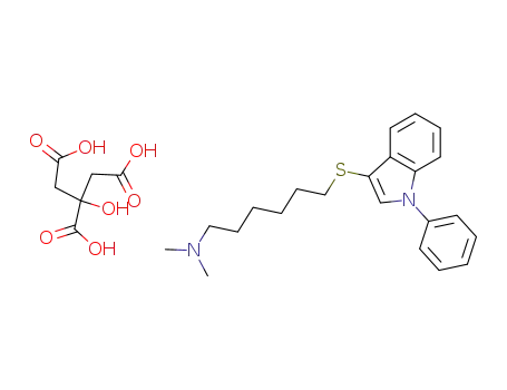 Molecular Structure of 101904-85-2 (1-Phenyl-3-[6-(N,N-dimethylamino)-n-hexylthio]indole citrate)
