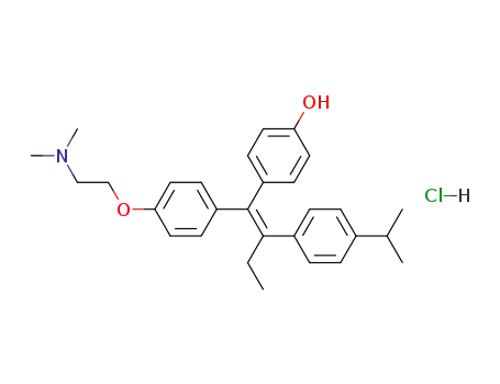 Molecular Structure of 135272-48-9 ((E)-1-<4-<2-(dimethylamino)ethoxy>phenyl>-1-(4-hydroxyphenyl)-2-(4-isopropylphenyl)-1-butene hydrochloride)