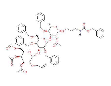3-N-benzyloxycarbonylaminopropyl (3,4,6-tri-O-acetyl-2-O-allyl-α-D-galactopyranosyl)-(1-3)-(2,4,6-tri-O-benzyl-α-D-glucopyranosyl)-(1-3)-2-O-acetyl-4-O-benzyl-α-L-rhamnopyranoside