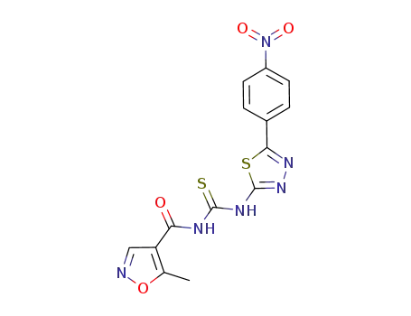 Molecular Structure of 1023697-03-1 (N-(5-(4-nitrophenyl)-1,3,4-thiadiazole-2-yl)-N'-(5-methylisoxazoyl)thiourea)