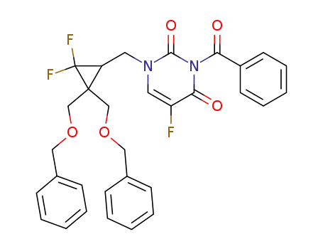 (+/-)-3-benzoyl-1-[(1 RS)-2,2-di(benzyloxymethyl)-3,3-difluorocyclopropylmethyl]-5-fluoro-1,2,3,4-tetrahydro-2,4-pyrimidinedione