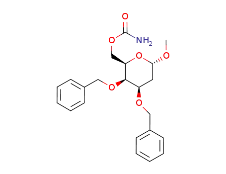 Molecular Structure of 1056474-84-0 (methyl 3,4-di-O-benzyl-2-deoxy-6-O-carbamoyl-α-D-lyxo-hexopyranoside)
