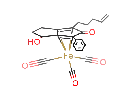 tricarbonyl(2-(pent-4-enyl)-4-phenyl-6-hydroxybicyclo[3.3.0]octa-1,4-dien-3-one)iron