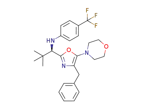 Molecular Structure of 1192278-08-2 (N-(1-(4-benzyl-5-morpholinooxazol-2-yl)-2,2-dimethylpropyl)-4-(trifluoromethyl)benzenamine)
