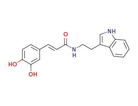 Molecular Structure of 945453-47-4 (2-Propenamide, 3-(3,4-dihydroxyphenyl)-N-[2-(1H-indol-3-yl)ethyl]-, (2E)-)