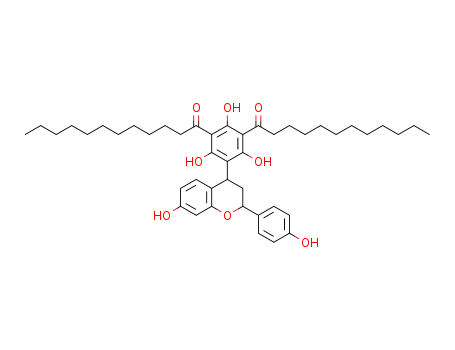 YM 26734;1,1'-[5-[3,4-Dihydro-7-hydroxy-2-(4-hydroxyphenyl)-2H-1-benzopyran-4-yl]-2,4,6-trihydroxy-1,3-phenylene]bis-1-dodecanone