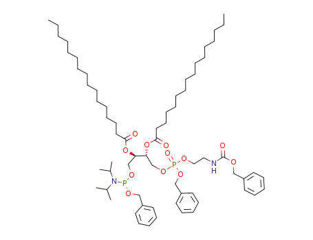 hexadecanoic acid {(1R,2R)-1-[benzyloxy-(2-benzyloxycarbonylamino-ethoxy)-phosphoryloxymethyl]-3-(benzyloxy-diisopropylamino-phosphanyloxy)-2-hexanoyloxy}-propyl ester