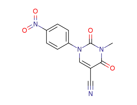 Molecular Structure of 126080-33-9 (5-Pyrimidinecarbonitrile,
1,2,3,4-tetrahydro-3-methyl-1-(4-nitrophenyl)-2,4-dioxo-)