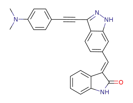 (E)-3-((3-((4-(dimethylamino)phenyl)ethynyl)-1H-indazol-6-yl)methylene)indolin-2-one