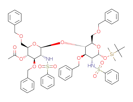 Acetic acid (2R,3S,4R,5R,6S)-5-benzenesulfonylamino-6-[(2R,3S,4R,5R,6R)-5-benzenesulfonylamino-4-benzyloxy-2-benzyloxymethyl-6-(tert-butyl-dimethyl-silanyloxy)-tetrahydro-pyran-3-yloxy]-4-benzyloxy-2-benzyloxymethyl-tetrahydro-pyran-3-yl ester