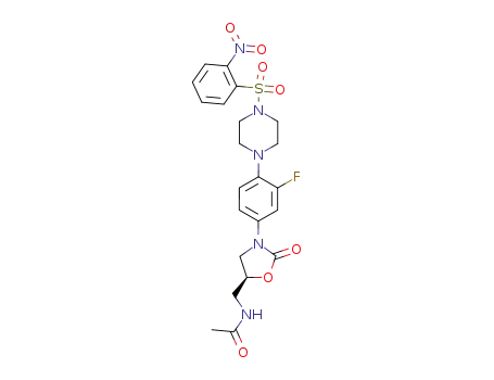 Molecular Structure of 595582-84-6 (Acetamide,
N-[[(5S)-3-[3-fluoro-4-[4-[(2-nitrophenyl)sulfonyl]-1-piperazinyl]phenyl]-2-
oxo-5-oxazolidinyl]methyl]-)