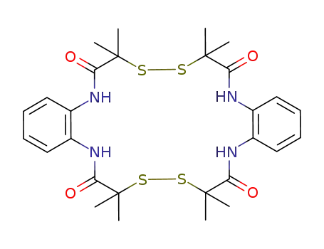 Molecular Structure of 933452-60-9 (7,7,10,10,19,19,22,22-octamethyl-5,12,17,24-tetrahydro-8,9,20,21-tetrathia-5,12,17,24-tetraaza-dibenzo[a,k]cycloeicosene-6,11,18,23-tetraone)
