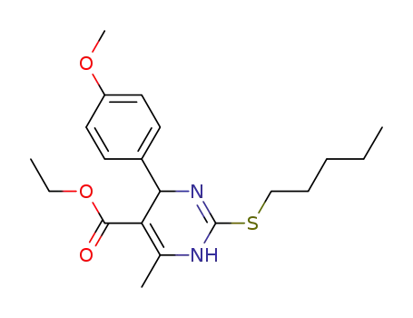 Molecular Structure of 1104612-49-8 (4-(4-methoxy-phenyl)-6-methyl-2-pentylsulfanyl-1, 4-dihydro-pyrimidine-5-carboxylic acid ethyl ester)