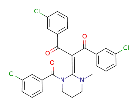 Molecular Structure of 1228685-34-4 (2-[1-(3-chlorobenzoyl)-3-methyltetrahydropyrimidin-2(1H)-ylidene]-1,3-bis(3-chlorophenyl)propane-1,3-dione)
