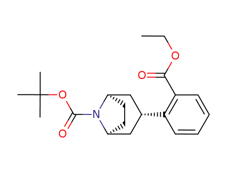 Molecular Structure of 185148-32-7 (8-Azabicyclo[3.2.1]octane-8-carboxylic acid,
3-[2-(ethoxycarbonyl)phenyl]-, 1,1-dimethylethyl ester, endo-)