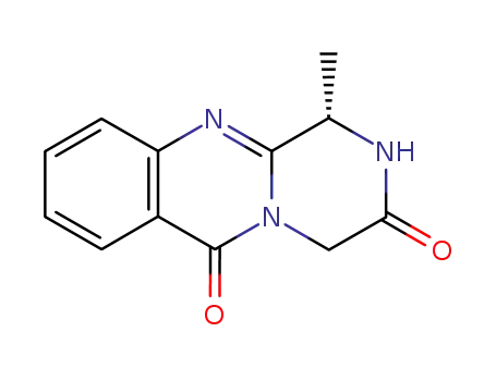 Molecular Structure of 437768-88-2 (2H-Pyrazino[2,1-b]quinazoline-3,6(1H,4H)-dione, 1-methyl-, (1S)-)