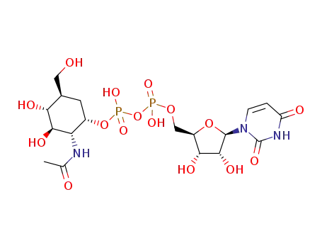 Molecular Structure of 1151903-27-3 (uridine 5'-(5a-carba-α-D-N-acetylglucosaminopyranosyl diphosphate))
