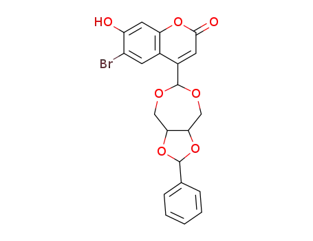 6-bromo-7-hydroxy-4-(2-phenyl-tetrahydro-[1,3]dioxolo[4,5-<i>e</i>][1,3]dioxepin-6-yl)-chromen-2-one