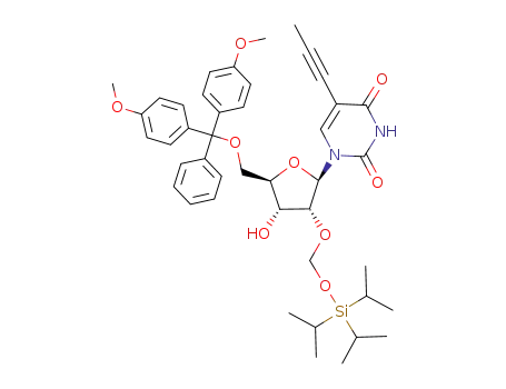 1-{(2R,3R,4R,5R)-5-[Bis-(4-methoxy-phenyl)-phenyl-methoxymethyl]-4-hydroxy-3-triisopropylsilanyloxymethoxy-tetrahydro-furan-2-yl}-5-prop-1-ynyl-1H-pyrimidine-2,4-dione