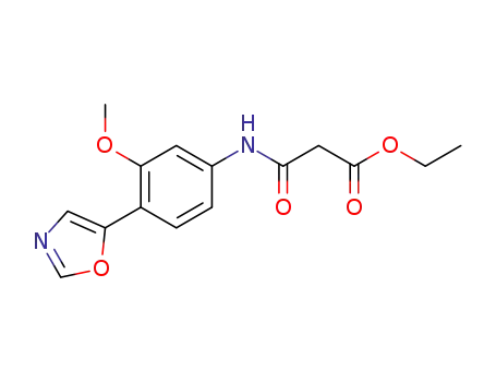 Molecular Structure of 267405-89-0 (3-[[3-Methoxy-4-(5-oxazolyl)phenyl]amino]-3-oxopropanoic Acid Ethyl Ester)
