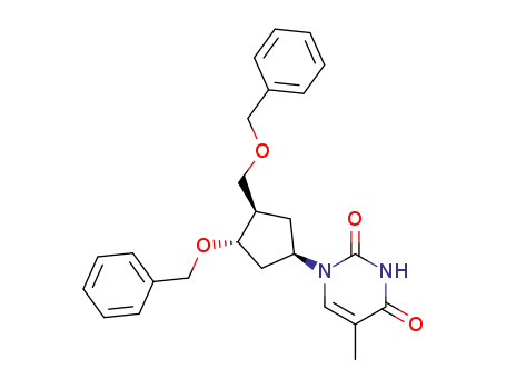 Molecular Structure of 648414-58-8 (1-(3',5'-di-O-benzyl-2'-deoxy-6'-carba-β-D-ribofuranosyl)thymine)