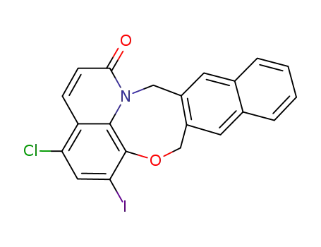 Molecular Structure of 1260252-51-4 (4-chloro-6-iodo-8,15-dihydronaphtho[2',3':6,7][1,4]oxazocino[2,3,4-ij]quinolin-1-one)