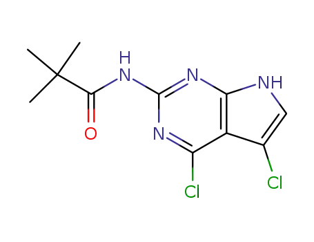 Molecular Structure of 737792-27-7 (Propanamide, N-(4,5-dichloro-7H-pyrrolo[2,3-d]pyrimidin-2-yl)-2,2-dimethyl-)