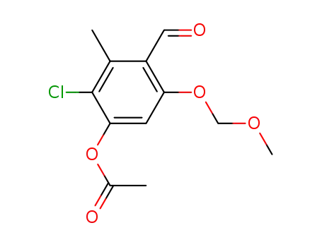Molecular Structure of 878480-13-8 (Benzaldehyde, 4-(acetyloxy)-3-chloro-6-(methoxymethoxy)-2-methyl-)