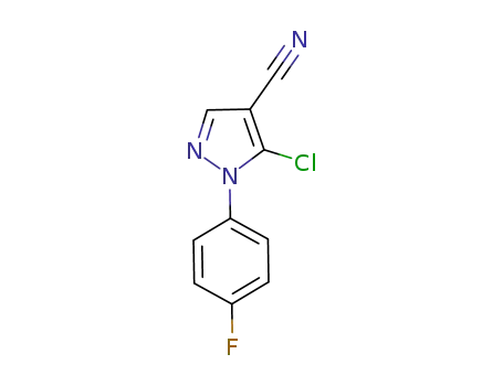 Molecular Structure of 1050619-83-4 (5-Chloro-1-(4-fluorophenyl)-1H-pyrazole-4-carbonitrile)