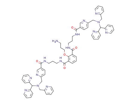 Molecular Structure of 1141722-31-7 (2-(3-aminopropoxy)-N<sub>1</sub>,N<sub>3</sub>-bis[3-(6-{[(dipyridin-2ylmethyl)(pyridin-2ylmethyl)amino]methyl}-nicotinamido)propyl]isophthalamide)