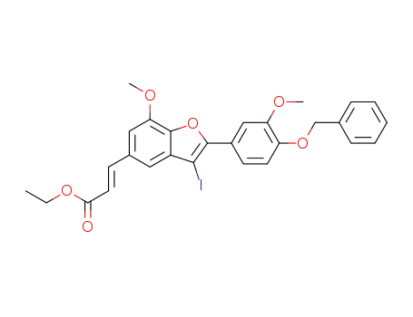 (E)-2-(4-benzyloxy-3-methoxyphenyl)-3-iodo-7-methoxy-5-(2-carbethoxyethenyl)benzofuran