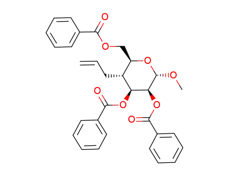 Molecular Structure of 503456-87-9 (methyl 2,3,6-tri-O-benzoyl-4-deoxy-4-C-allyl-α-D-mannopyranoside)