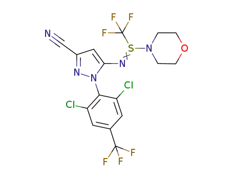 Molecular Structure of 1045822-11-4 (1-[2,6-dichloro-4-(trifluoromethyl)phenyl]-5-{[morpholin-4-yl(trifluoromethyl)-λ4-sulfanylidene]amino}-1H-pyrazole-3-carbonitrile)
