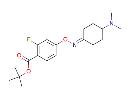 Molecular Structure of 500353-20-8 (Benzoic acid,
4-[[[4-(dimethylamino)cyclohexylidene]amino]oxy]-2-fluoro-,
1,1-dimethylethyl ester)
