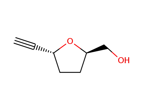 Molecular Structure of 253867-26-4 (2-Furanmethanol, 5-ethynyltetrahydro-, (2R,5R)- (9CI))