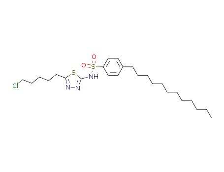 Molecular Structure of 1271729-65-7 (N-(5-(5-chloropentyl)-1,3,4-thiadiazol-2-yl)-4-dodecyl benzenesulfonamide)