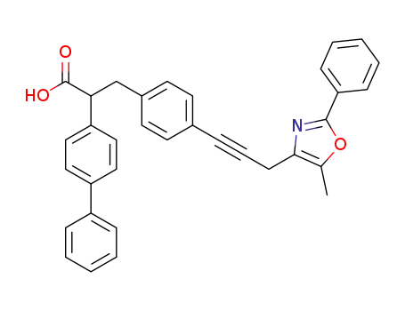 Molecular Structure of 501029-36-3 ([1,1'-Biphenyl]-4-acetic acid,
a-[[4-[3-(5-methyl-2-phenyl-4-oxazolyl)-1-propynyl]phenyl]methyl]-)