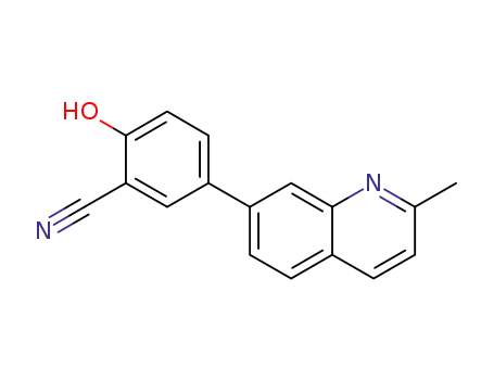 Molecular Structure of 1227700-88-0 (2-hydroxy-5-(2-methylquinolin-7-yl)benzonitrile)