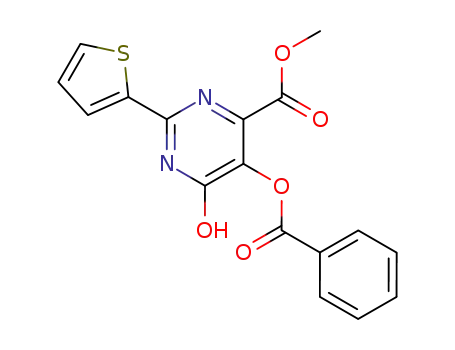 4-Pyrimidinecarboxylic acid,
5-(benzoyloxy)-1,6-dihydro-6-oxo-2-(2-thienyl)-, methyl ester