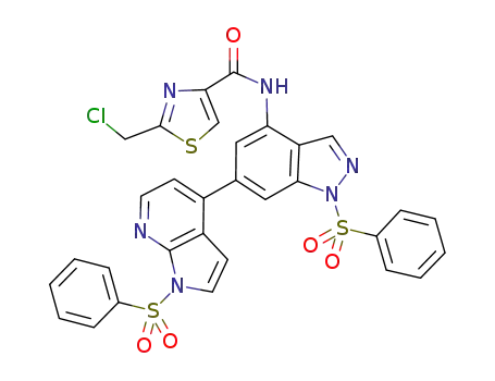 2-(chloromethyl)-N-{1-(phenylsulfonyl)-6-[1-(phenylsulfonyl)-1H-pyrrolo[2,3-b]pyridin-4-yl]-1H-indazol-4-yl}-1,3-thiazole-4-carboxamide