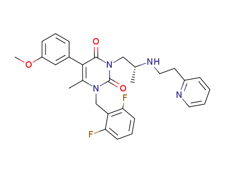 1-(2,6-difluoro-benzyl)-5-(3-methoxy-phenyl)-6-methyl-3-[2-(2-pyridin-2-yl-ethylamino)-propyl]-1<i>H</i>-pyrimidine-2,4-dione