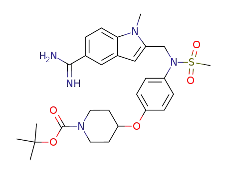 4-{4-[(5-carbamimidoyl-1-methyl-1<i>H</i>-indol-2-ylmethyl)-methanesulfonyl-amino]-phenoxy}-piperidine-1-carboxylic acid <i>tert</i>-butyl ester