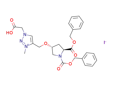 5-(((3R,5S)-1,5-bis(benzyloxycarbonyl)pyrrolidin-3-yloxy)methyl)-3-(carboxymethyl)-1-methyl-3H-1,2,3-triazol-1-ium iodide