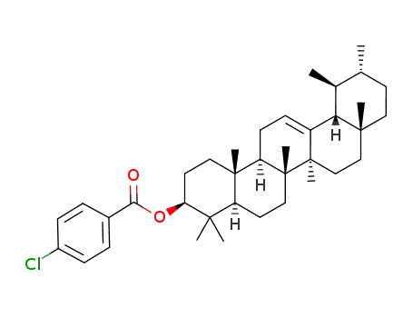 Molecular Structure of 1010707-21-7 (4,4,6a,6b,8a,11,12,14b-octamethyl-1,2,3,4,4a,5,6,6a,6b,7,8,8a,9,10,11,12,12a,14,14a,14b-icosahydropicen-3-yl 4-chlorobenzoate)