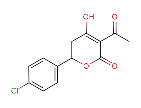 Molecular Structure of 1150644-10-2 (3-acetyl-6-(4-chlorophenyl)-4-hydroxy-5,6-dihydropyran-2-one)