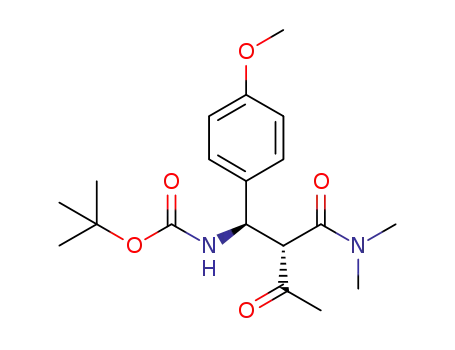 Molecular Structure of 1203706-72-2 (tert-butyl (1R,2S)-2-(dimethylcarbamoyl)-1-(4-methoxyphenyl)-3-oxobutylcarbamate)
