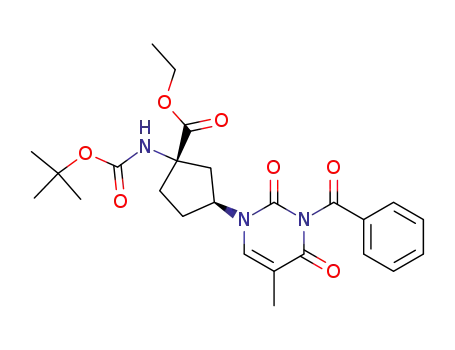 3-(3-benzoyl-5-methyl-2,4-dioxo-3,4-dihydro-2<i>H</i>-pyrimidin-1-yl)-1-<i>tert</i>-butoxycarbonylamino-cyclopentanecarboxylic acid ethyl ester