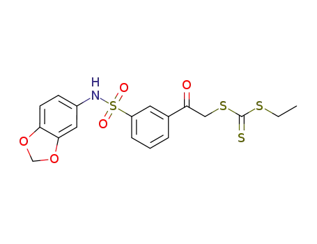 Molecular Structure of 1039454-40-4 (2-[4-(3-benzodioxylsulfamoyl)phenyl]-2-oxoethyl ethyl trithiocarbonate)