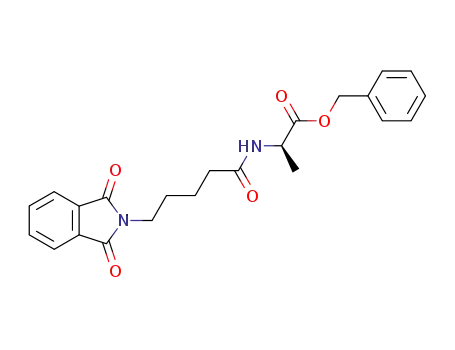 Molecular Structure of 736145-05-4 (N-(5-phthalimidopentanoyl)-D-alanine benzyl ester)
