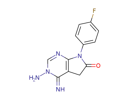 3-amino-7-(4-fluoro-phenyl)-4-imino-3,4,5,7-tetrahydro-pyrrolo[2,3-<i>d</i>]pyrimidin-6-one